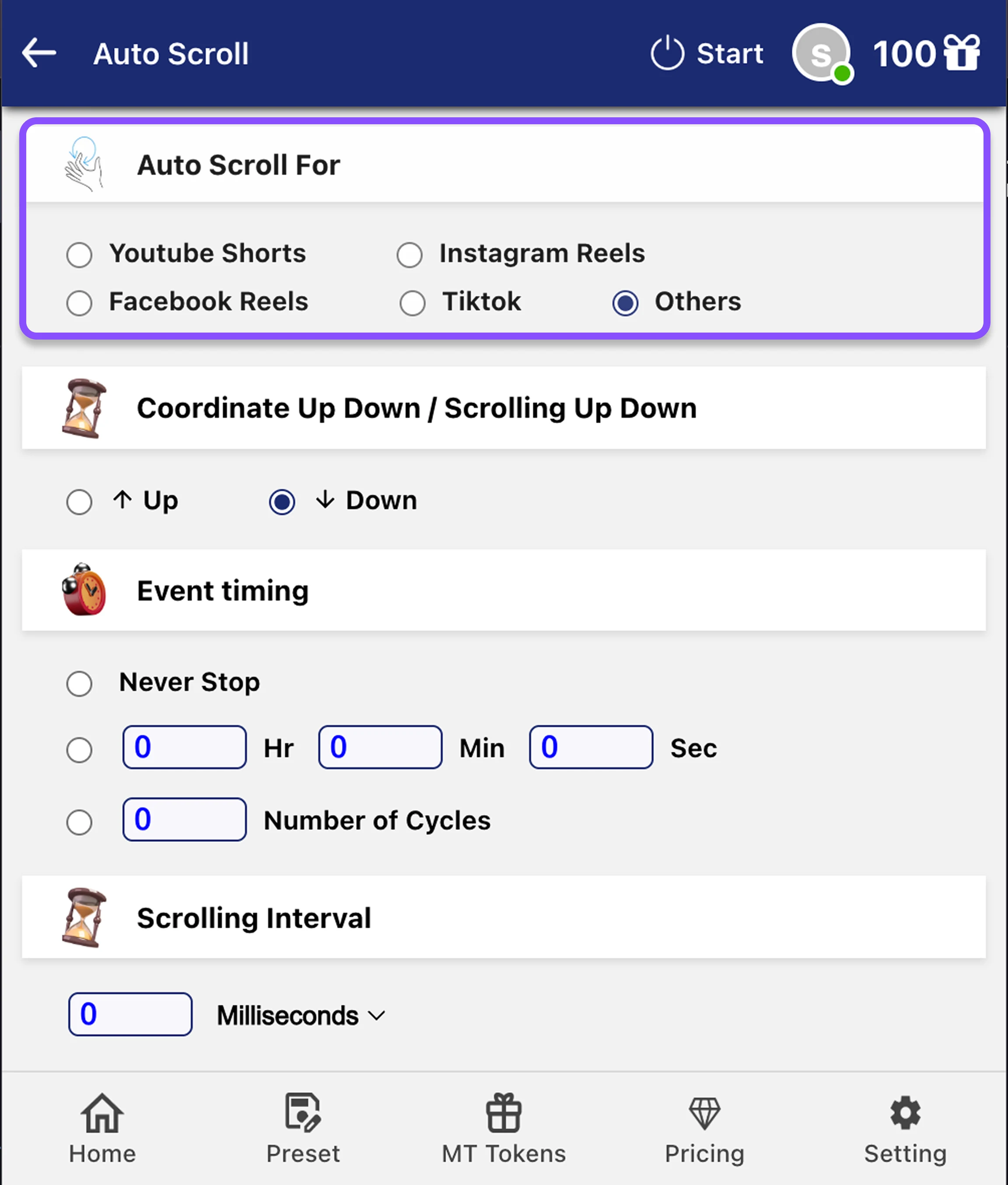 Step 1: Select Auto Scroll For